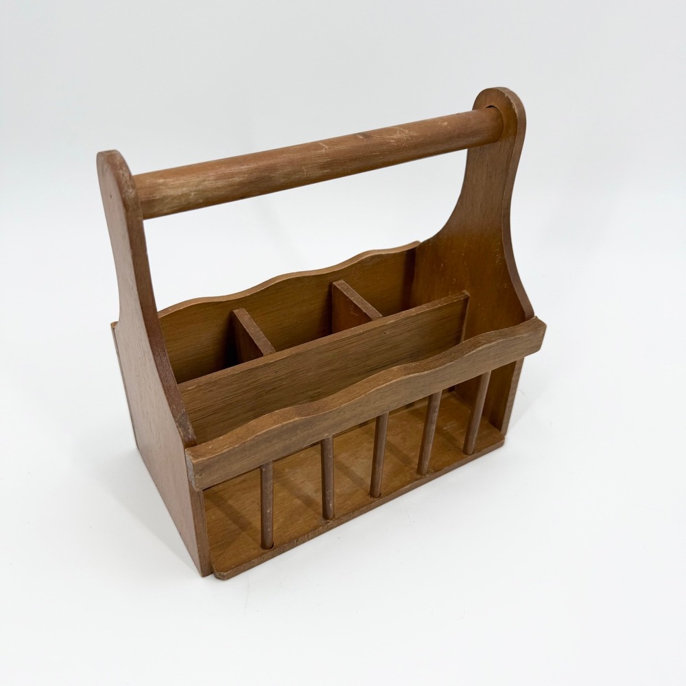 Vintage Multipurpose Utility Wooden Organizer Storage Caddy